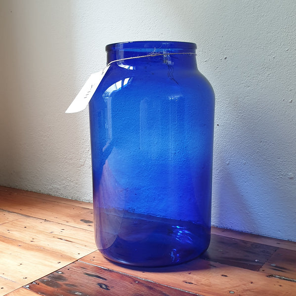 Vintage Blue Glass Jar - Extra Large
